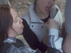 Oral sex, ffm, outdoor threesome