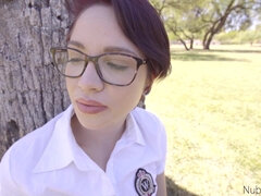 Cadey Mercury - Fucking Off - young student nerd in glasses spanked