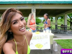 Nade suggest some cash to teenie best friends Clara, Lina and Marley for fuck-fest (Lil' Bit)