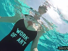 美女, デカパイ, 茶髪の, 自然山雀, アウトドア, プール, ハメ撮り, 公共