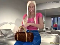 3 dimensionaal, Lieveling, Grote mammen, Blond, Reusachtig, Alleen, Strippen, Tieten likken