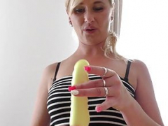 Blonde with a vibrator will make you erect
