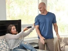 Bald dude with a long dong fucks a busty MILF Abigail Mac