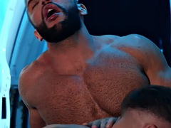 Muscular hunk duo enjoy bareback fucking after rimming and swallowing