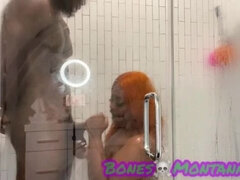 Belle grosse femme bgf, Gros cul, Noire, Noir ébène, Douche