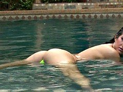 茶髪の, アウトドア, プール, 公共