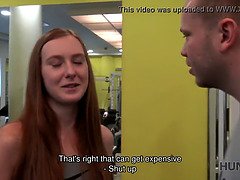 Watch asuddy GF gets her tight pussy sold in the gym by her horny BF