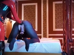 Amateur Femdom Pegging with 8 Inch Strapon - Rough Anal Fucking in Latex