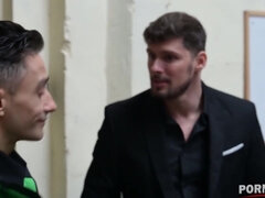 アナル, デカパイ, フェラチオ, 茶髪の, 巨乳な, ダブル開発, フランス人, 三人