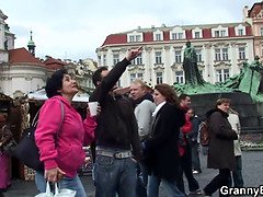 Guy picks up and fucks granny from behind