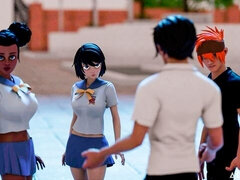 Gros cul, Grosse bite, Gros seins, Tir de sperme, En levrette, Double pénétration, Public, Maigrichonne