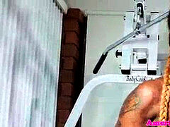 ダンス, 汚れた　, 黒人, ジム, オナニー, シーメール, 一人, タトゥー