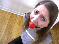 Ballgagged and spitting