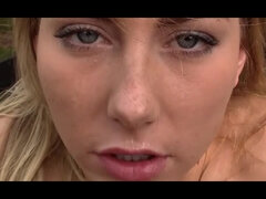 BLOND HAIR LADY TEENAGE WITH A HAIRY CUNT FUCKS OUTDOORS - Thick