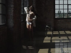 美女, フェラチオ, 茶髪の, チン, オナニー