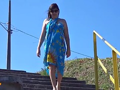 Amateur, Plage, Brunette brune, Exhib, Fille latino, Nue  à poil, Public, Épouse