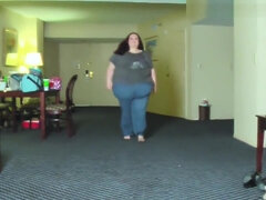 Fat Girl Walks And Strips From Clothes - SSBBW Weight Gain n Belly Show Off