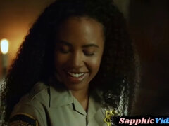 Black lesbian prison guard gets pussy licked and fingered