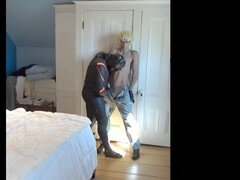 Stiefel, Schwul, Riesenschwanz, Jeans, Latex, Maske, Strumpfhose