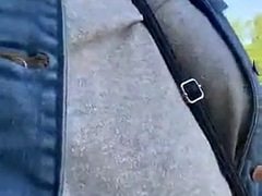 Ass, Big tits, Flashing, Hairy, Natural, Pussy, Tits