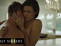Brunette Big Tits MILF Bounces on Stepsons Big Cock Till She Squirts
