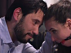 Tied up brunette flogged and anal banged