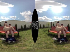 Teen Couple On Bench Amateurs VR