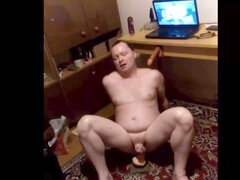 Dominatrix leads interactive gay training session for submissive