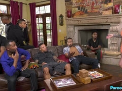 Schwarz, Blasen, Kehlenfick, Schwanz, Gruppe, Hardcore, Interrassisch, Titten