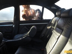 アナル, ビッチ, フェラチオ, 車, 指いじり, アウトドア, コキ, ユニフォーム