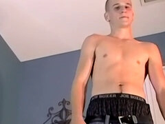 Adorable young straight guy strokes his massive, colossal cock