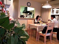 Tiny Japanese girl on knees sucking cock
