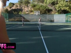 美女, Hd, レズビアン, オージー, パーティ, 息子, 三人, 濡れ