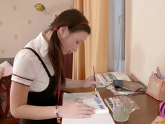 美女, オナニー, 一人, ティーン, おもちゃ