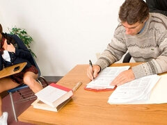 Grosser arsch, Grosser schwanz, Grosse titten, Blasen, Braunhaarige, Französisch, Lecken, Student