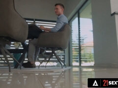 Tiffany Rousso gets sticky cum on her pretty feet after deep anal sex with Charlie Dean