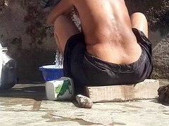 Amateur, Cul à la bouche, Bikini, Pétant, De plein air, Public, Soeurs, Toilettes
