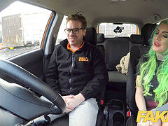 Fake Driving School Wild fuck ride for tattooed buxomy big arse ultra-cutie