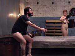 Anal threesome for bdsm blonde