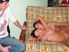 Amateur, Brunette brune, Cocu, En levrette, Hard, Chatte, Russe, Maigrichonne