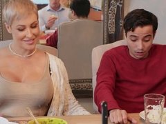 Grosse titten, Blondine, Blasen, Freund, Paar, Tochter, Latina, Spanisch