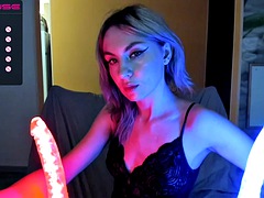 Amateur, Blonde, Gode, Double pénétration, Masturbation, Solo, Avaler, Nénés