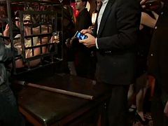 Public BDSM sluts deepthroat in group voyeuristic sex