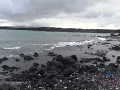 Leie, Strand, Bikini, Flashen, Freundin, Küssen, Spanner, Nass