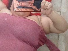 Spying on my chubby stepmom stretched out