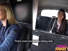Marry Morrgan gets a taste of hot lesbian sex in the backseat of a fake taxi