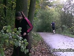Watch these desperate blondes pee in public park & get caught on camera - upskirt compilation