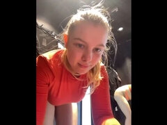 Intense Masturbation with Dildo in Changing Room