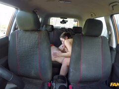 Dark-haired bimbo smiles while riding Ryan's cock