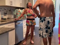 Belleza, Pareja, Hembra, Desnudo, Fumando, Chupando, Traje de baño, Tetas
